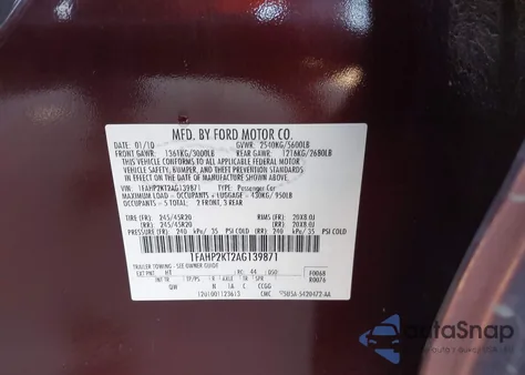 2010 Ford Taurus Sho from USA, damaged, VIN 1FAHP2KT2AG139871